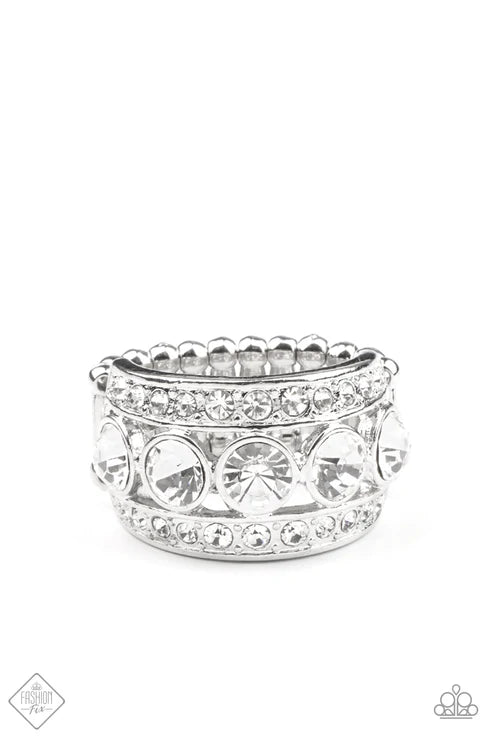 Princess Pedigree - Oversized White Encrusted Band Ring R#6696