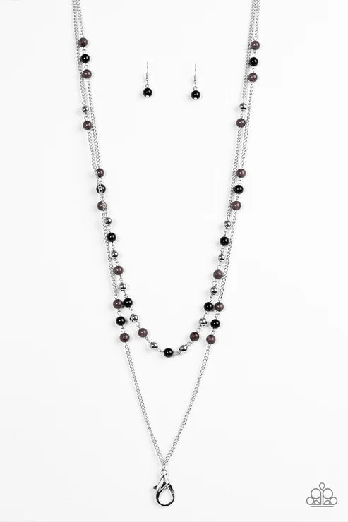 Prismatic Sunsets - Black Smoky Lanyard Necklace N#6600