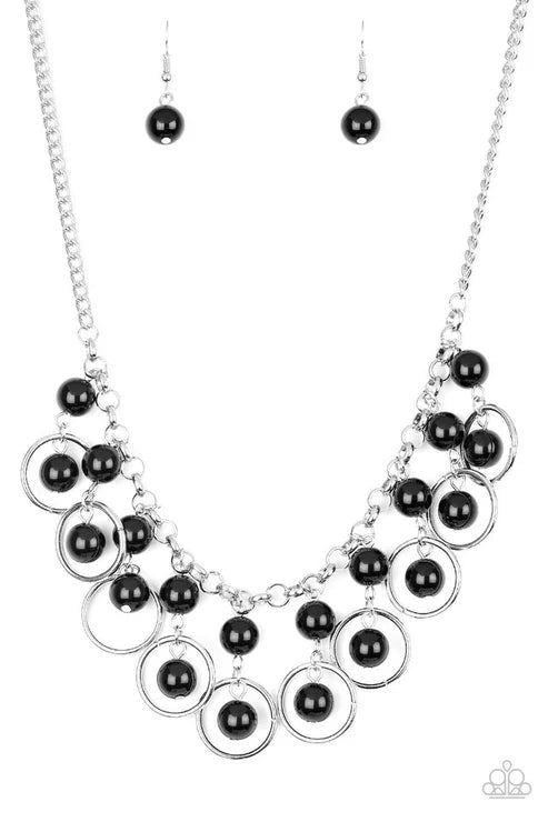 Really Rococo - Black Hoops Drip Fringe Necklace N#6275