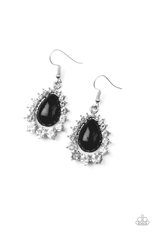 Regal Renewal - Black Encrusted Spin Teardrop Earrings E#4066