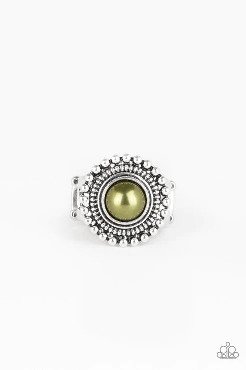 Regal Royal - Green Pearl Studded Ring R#5592