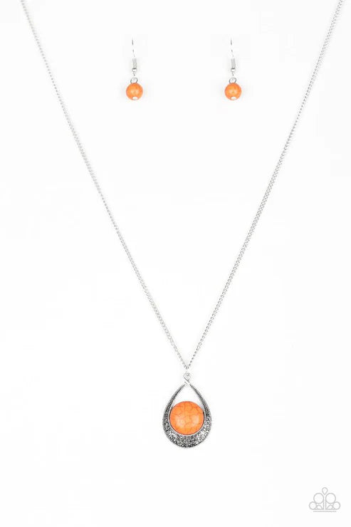 Rio Rancho Resplendence - Orange Hematite Encrusted Crackle Stone Necklace N#6543