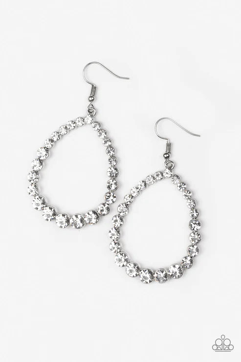 Rise and Sparkle! - Oversized Bubbly White Encrusted Teardrop Earrings E#2900
