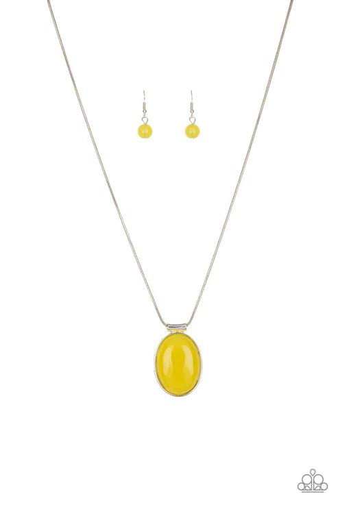 Rising Stardom - Oversized Yellow Glowing Rounded Slide Along Necklace N#2810