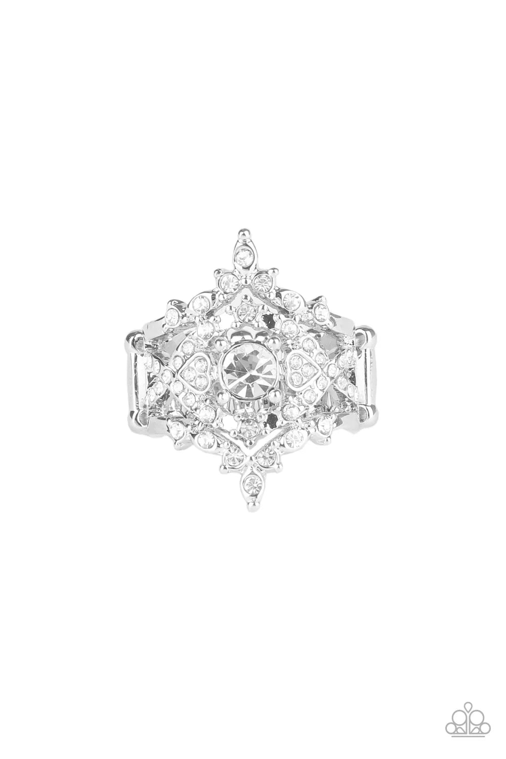 Royal Love Story - White Dotted Encrusted Heart Ring R#4414