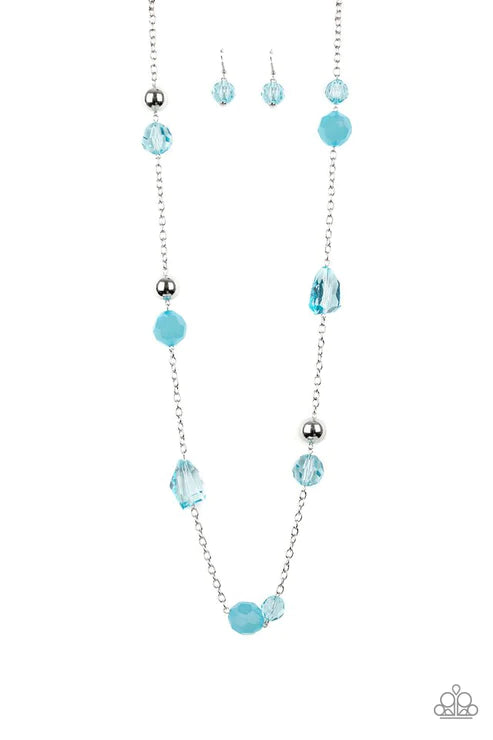 Royal Roller - Oversized Blue Opaque Crystal Necklace N#4189