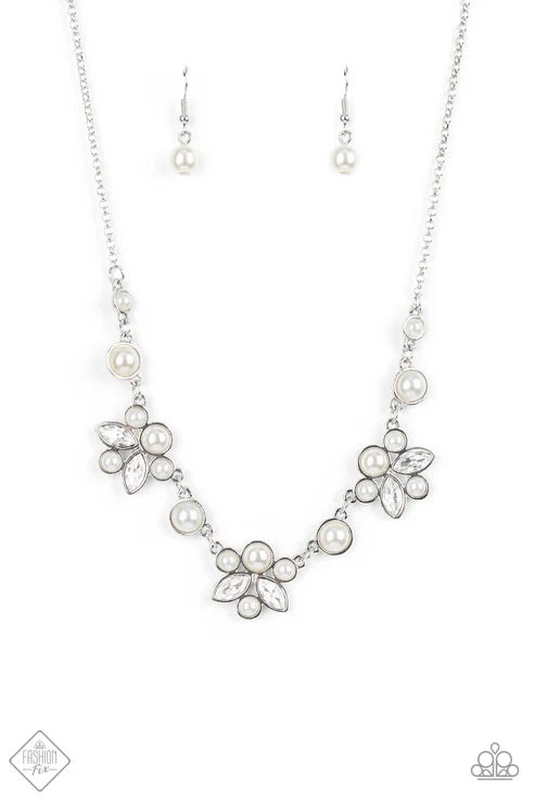 3-Piece Royal White Pearl Encrusted Marquise Cut Fan Cluster Set SET#6692
