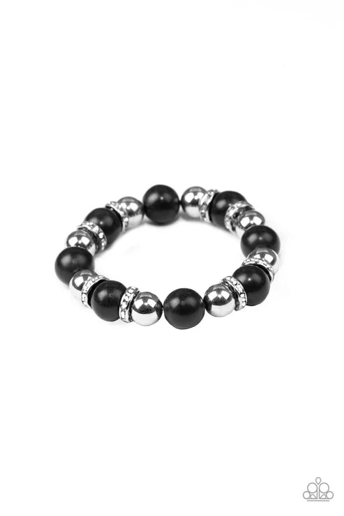 Ruling Class Radiance - Matte Black Encrusted Stone Bracelet B#6585
