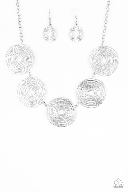 SOL-Mates - Oversized Silver High-Sheen Swirling Links Necklace N#6380