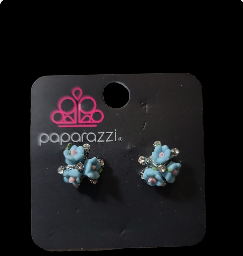 Starlet Shimmer - Blue 3D Flower Bouquet Encrusted Earrings SS#3321 Lil Divas and Women