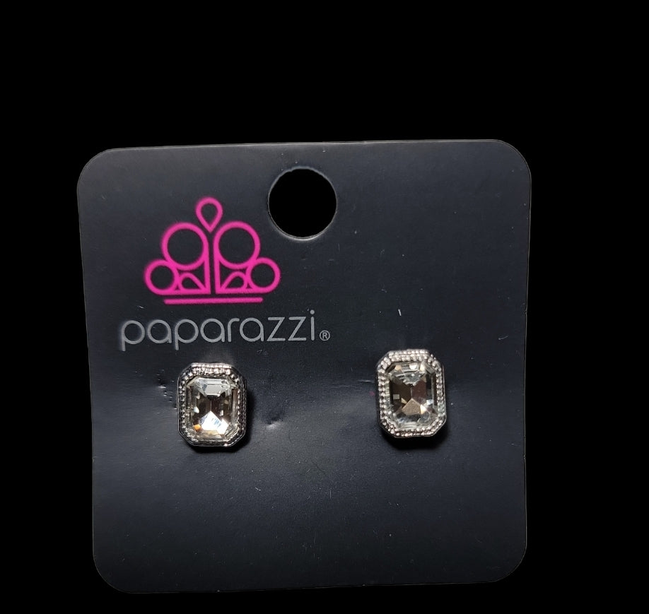 Starlet Shimmer - White Emerald Cut Earrings SS#3309 Lil Divas and Women