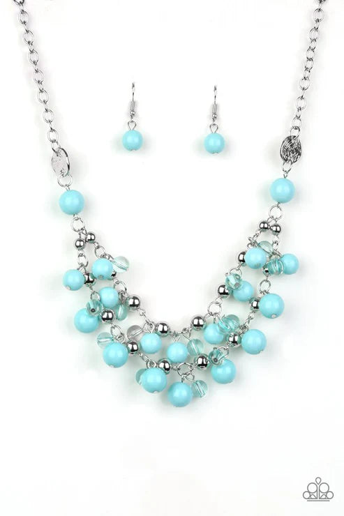 Seaside Soiree - Blue Crystal Hammered Fringe Necklace N#3613