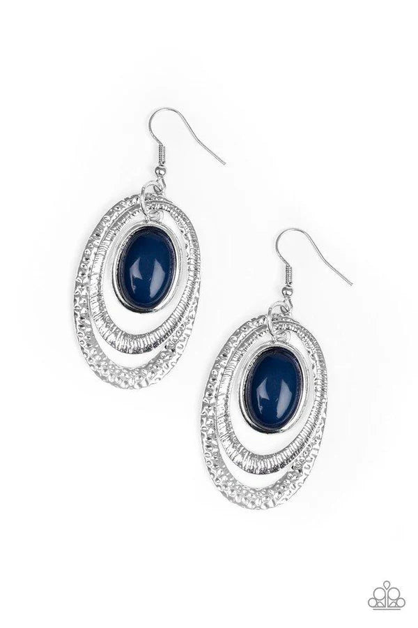 Seaside Spinster - Blue Oval "Spin" Textured Earrings E#6872