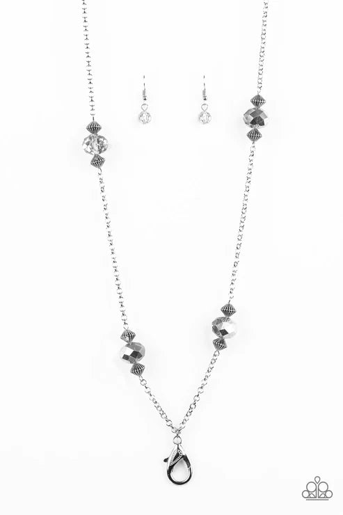 Season of Sparkle - Silver Smoky Metallic Crystal Lanyard Necklace N#6160