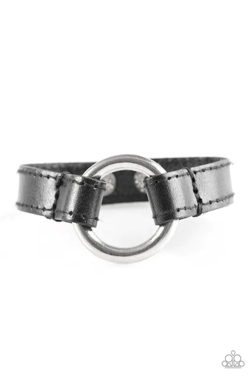 Secure The Perimeter - Black Loop/Hoop Leather Urban Bracelet B#4700