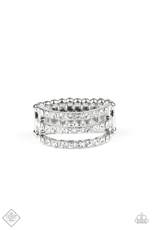 Seeking Shimmer - White Encrusted Stacked Ring R#1171