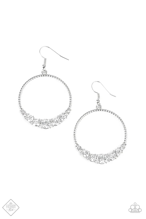 Self-Made Millionaire - White Encrusted Textured Hoop Earrings E#6960