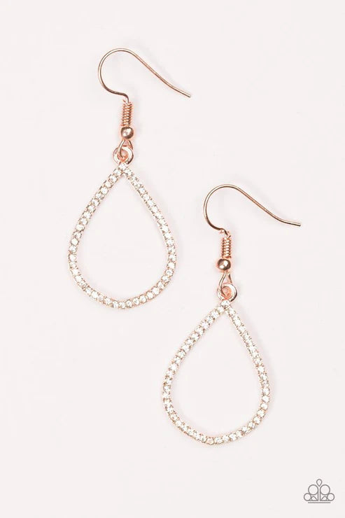 Serene Shine - Rose Gold Encrusted Teardrop Earrings E#7277