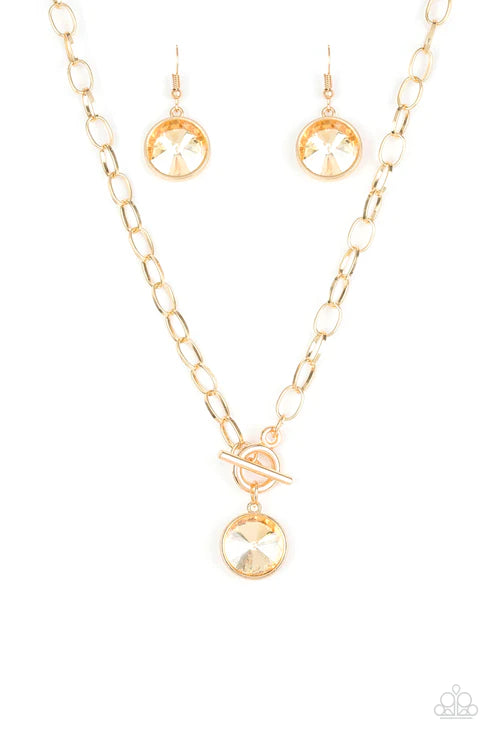 2-Piece Gold (Golden) Dramatic Gem Tiffany Clasp Set SET#4745
