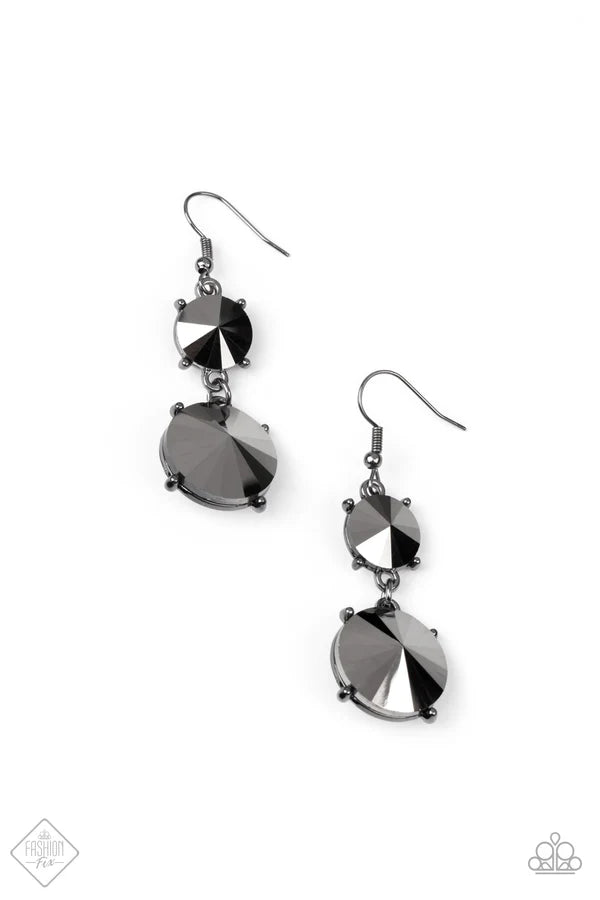 3-Piece Oversized Gunmetal Pronged Hematite Encrusted Set SET#6862