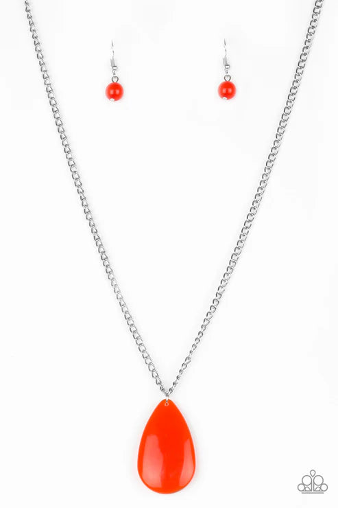 So Pop-YOU-lar - Vivacious Orange Teardrop Necklace N#6532