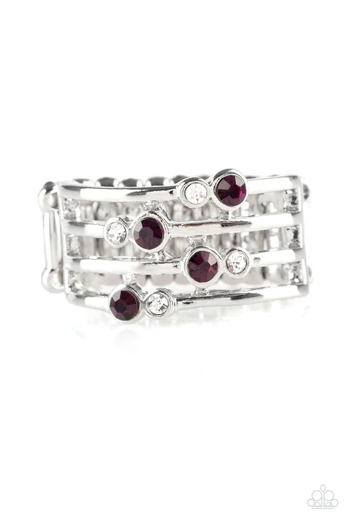 Sparkle Showdown - Purple Scattered Arc Encrusted Ring R#6039