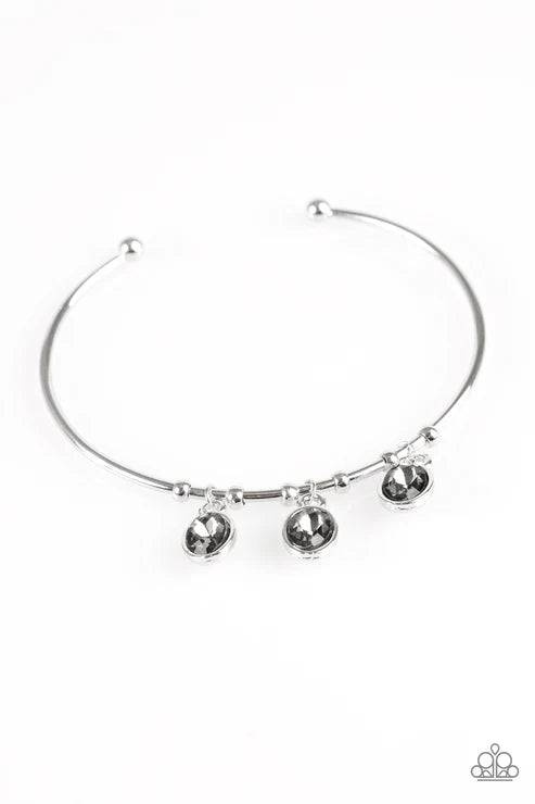 Sparkling Splendor - Smoky Silver Arc "Swing" Cuff Bracelet B#6356