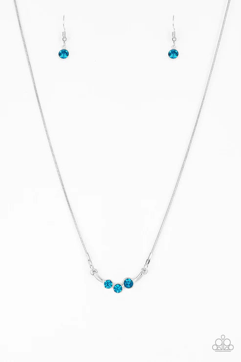 Sparkling Stargazer - Blue Trio Encrusted Bar Necklace N#3025