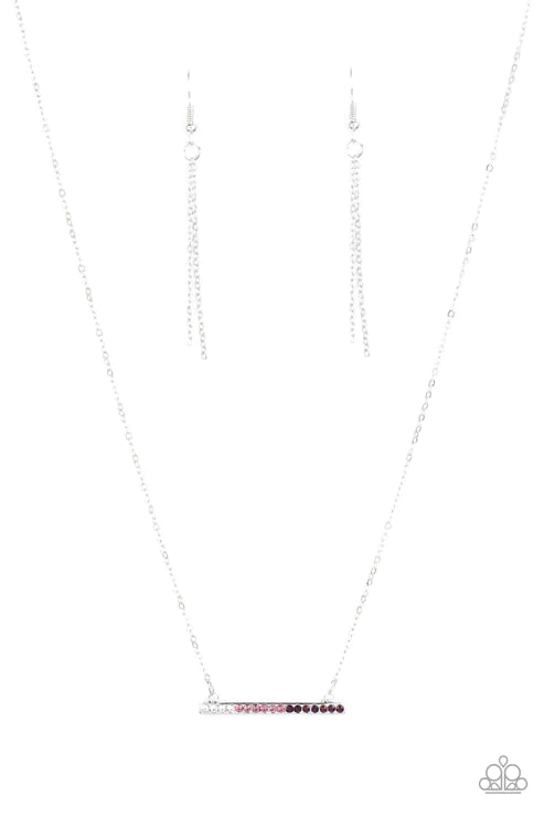 Sparkly Spectrum - Purple (White/Pink/Purple) Ombre Encrusted Spectrum Necklace N#2947