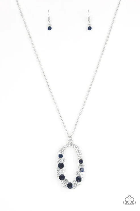 Spotlight Social - Blue Encrusted Hoop Necklace N#6023