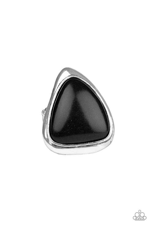 Stone Scene - Oversized Black Asymmetrical Triangle Stone Ring R#5296