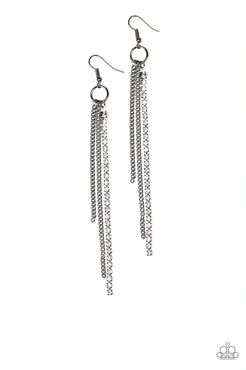 Streamlined - Black Encrusted Chandelier Earrings E#6514
