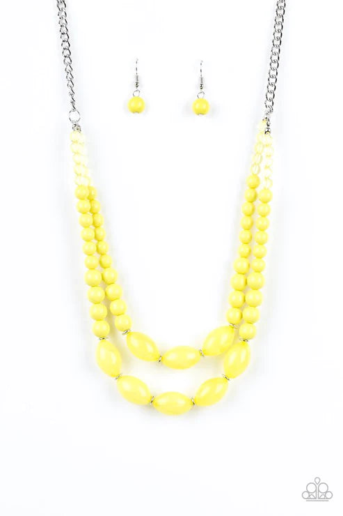 Sundae Shoppe - Yellow Glassy/Cloudy Accent Necklace N#3513