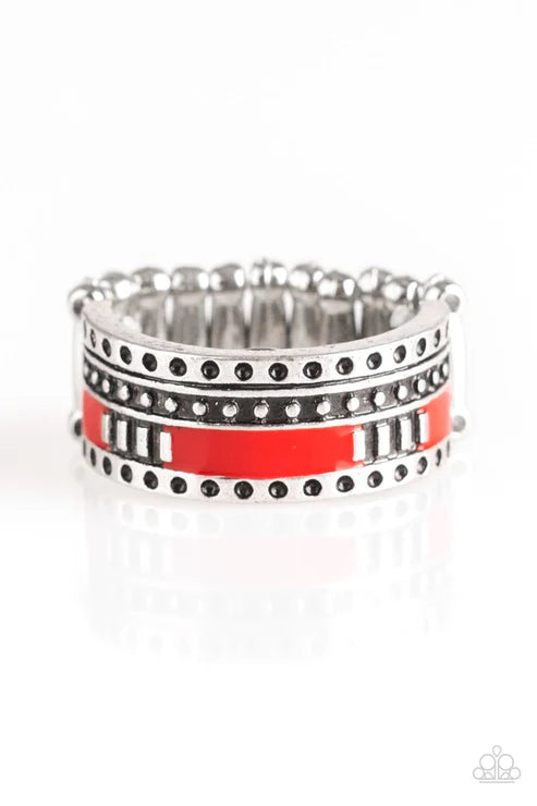Super Summer - Red Textured Arc Accent Ring R#6445