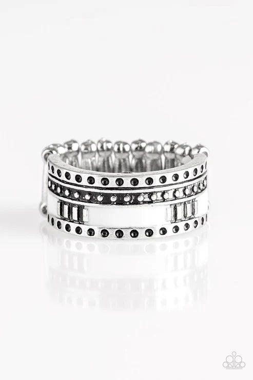 Super Summer - White Textured Arc Accent Ring R#6446