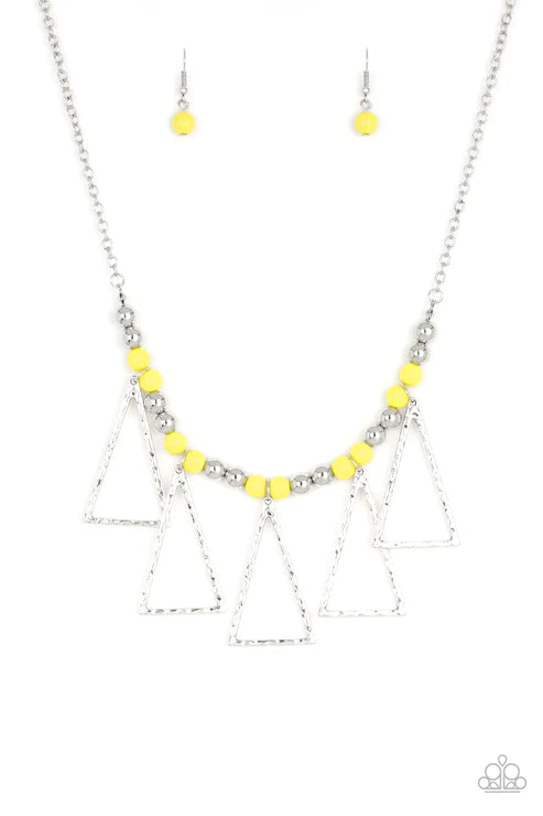 Terra Nouveau - Yellow Triangular Hammered Fringe Necklace N#4672