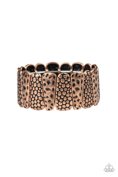 Texture Takedown - Oversized Copper Antiqued Hammered/Embossed Asymmetrical Bracelet B#4659