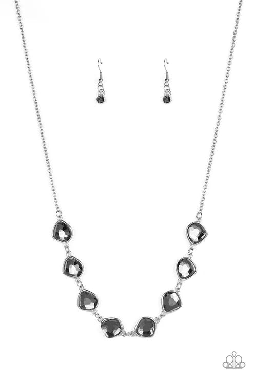 2-Piece Smoky Silver Imperfect Encrusted Link Set SET#5990