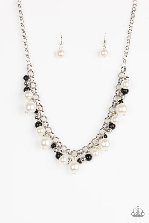 The Upstater - Black (Black/White/Silver) Bubbly Pearl Fringe Necklace N#6210