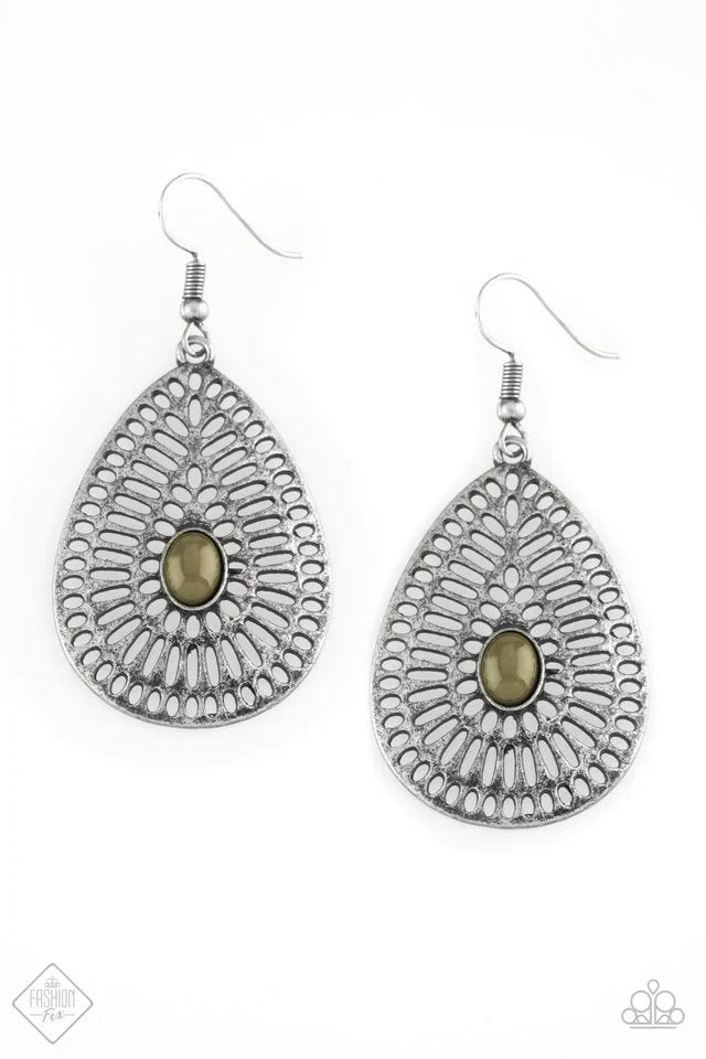 The GRATE Beyond - Green (Martini Olive) Gritty Antique Matte Grate Spin Earrings E#7217