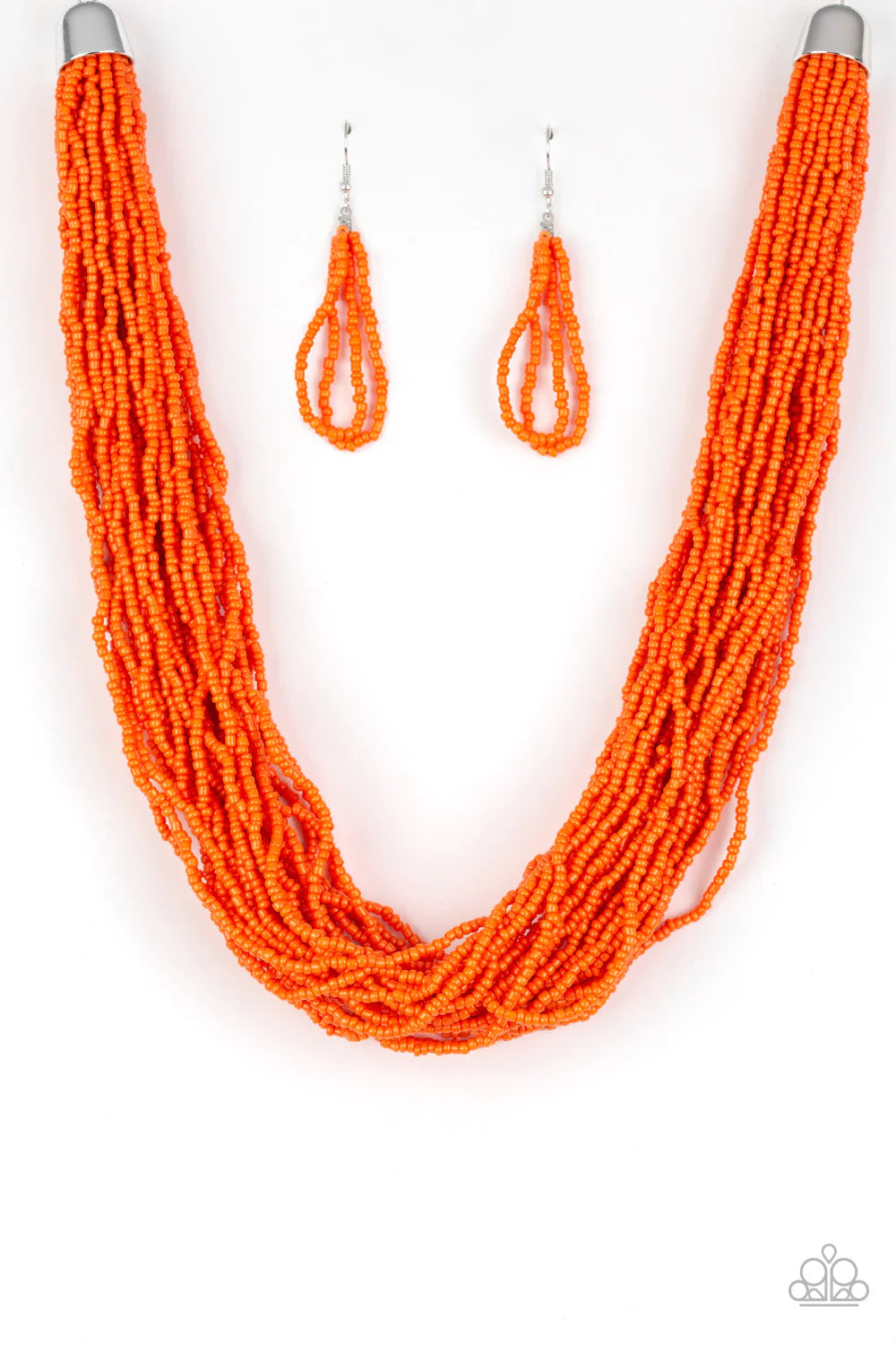 The Show Must CONGO On! - Oversized Orange Draped Seed Bead Necklace N#7140