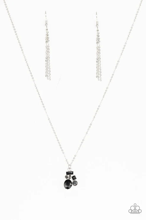 Time To Be Timeless - Black Oval/Square Hematite Encrusted Necklace N#5934
