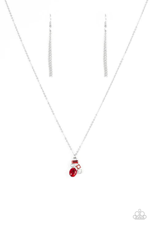 Time To Be Timeless - Red Oval/Square Encrusted Necklace N#3398