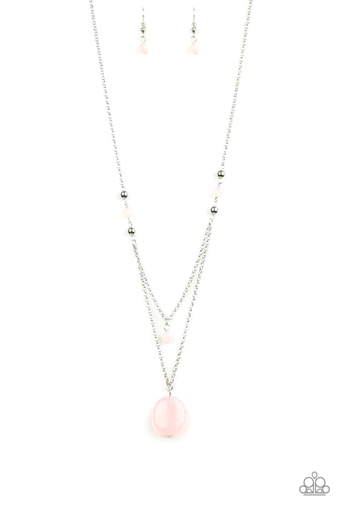 Time To Hit The ROAM - Pink Cloudy Stone Stacked Necklace N#3536
