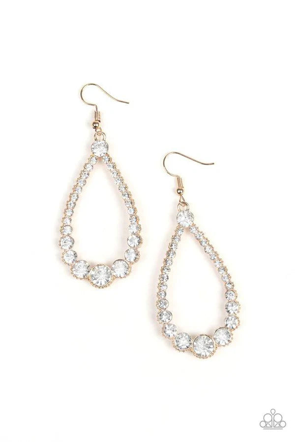 Token Twinkle - Oversized Gold Encrusted Teardrop Earrings E#6822