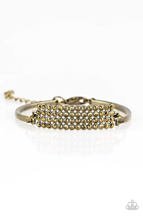 Top-Class Class - Brass Aurum Encrusted Rectangular Arc Bracelet B#6094