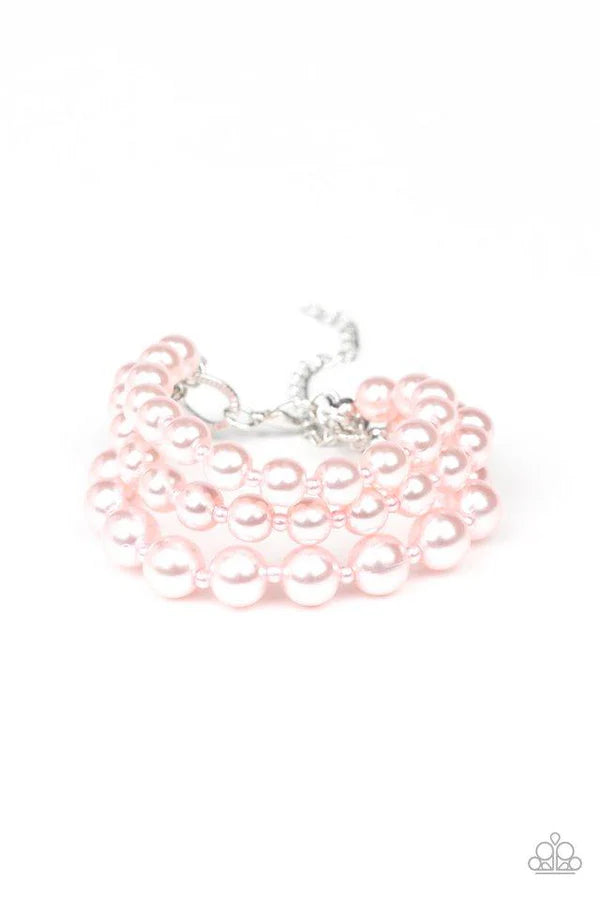 Total PEARL-fection - Bubbly Pink Metallic Pearl Trio Strand Bracelet B#6818