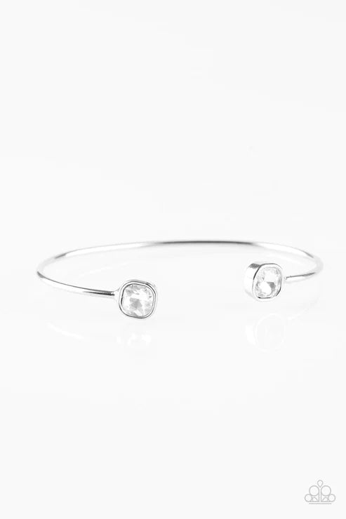 Totally Traditional - White Square Curling Bar Cuff Bracelet B#4141