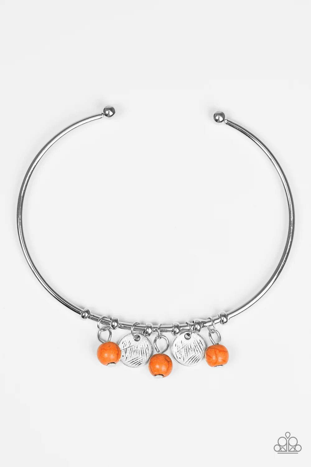 Totally Tahoe - Orange Stone Etched Serrated Bangle Bracelet B#7161