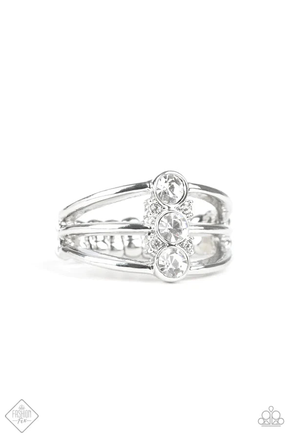 Triple Crown Winner - White Trio Airy Arc Encrusted Ring R#6963